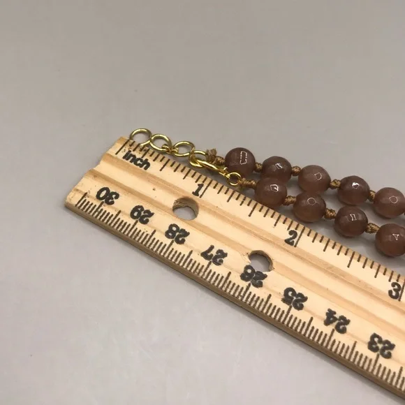 Elegant Semi-Precious Faceted Brown Beaded Necklace - Picture 7 of 9